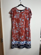 J. Jill Floral Lightweight Midi Dress Size M Pockets Rust Brown Boho Basic