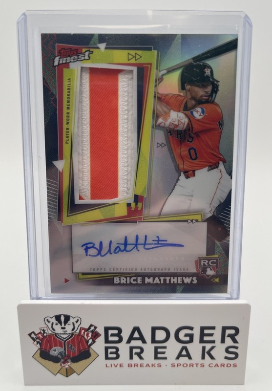 2026 Topps Finest RPA-BM Brice Matthews Rookie RC Patch Auto Refractor Astros AB