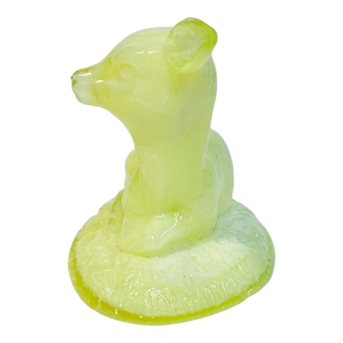 Boyd Art Glass Bingo the Deer Fawn 1997 Lemon Custard Vaseline GLOWS - Picture 12 of 12