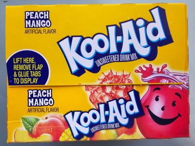 Full Box 48x Packets Kool-Aid Peach Mango Caffeine Free Soft Drink