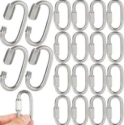 20PCS 1/4 Inch Stainless Steel Chain Links, M6 Oval Quick Link Carabiner, Small 