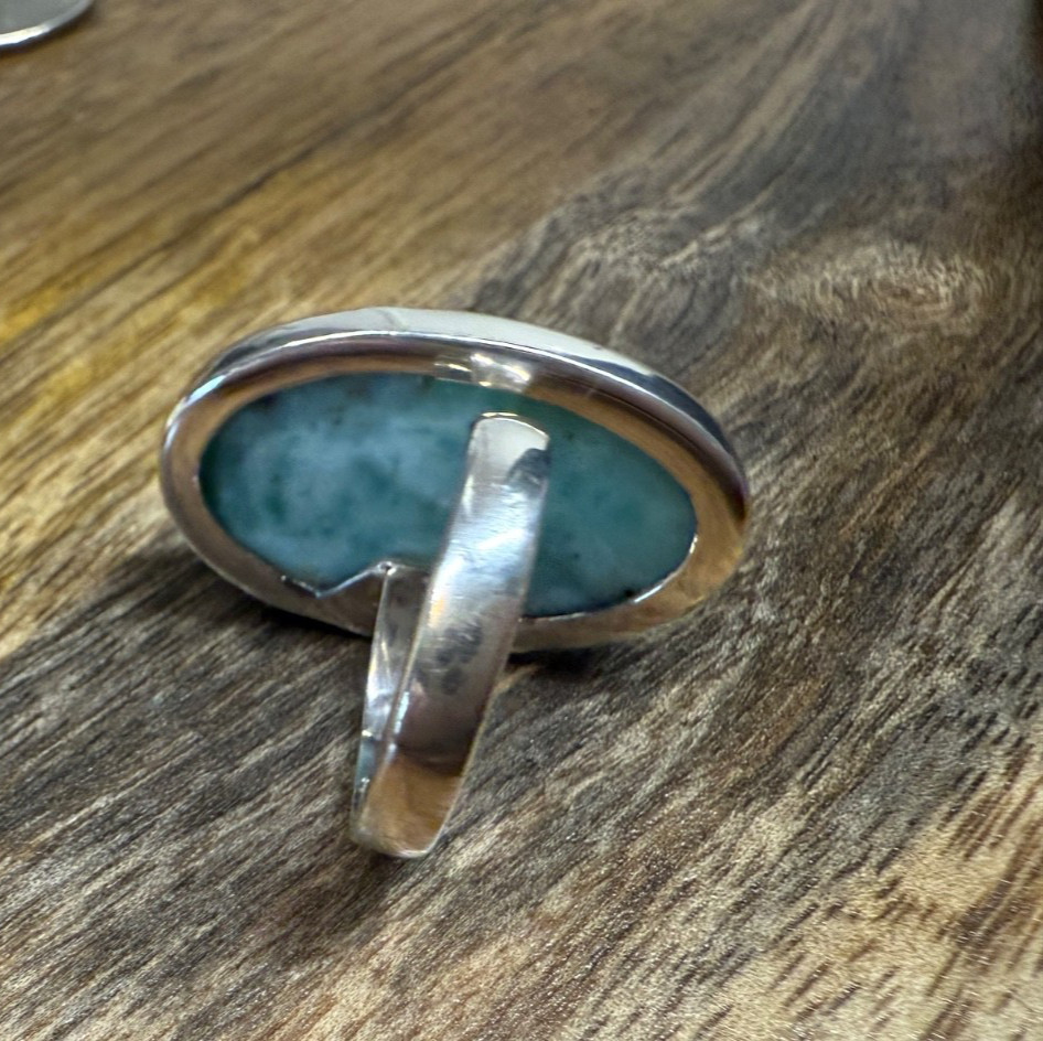 Natural Larimar Gemstone RING Solid 925 Sterling … - image 6