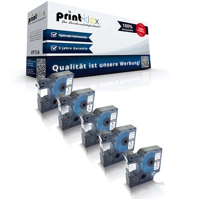 5x Kompatible Schriftbänder für Dymo 45013 Schwarz auf Weiss -Drucker Pro Serie