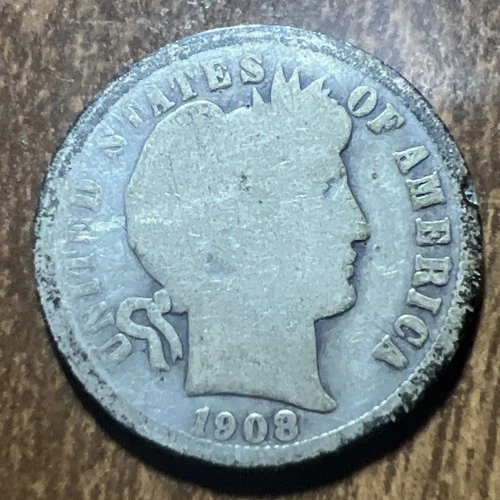 1908-O Barber Liberty Head Dime Great Condition 90% silver Actual coin FI 3-2
