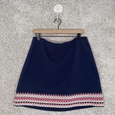 Vineyard Vines Crepe Embroidered Hem Skirt Blue Crochet Detail - Size 10