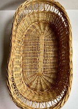 Wicker oval basket, for decor or serving, straw color, nice condition
