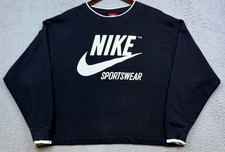 Nike Sweatshirt Womens Large Black Crewneck Pullover Big Swoosh Logo
