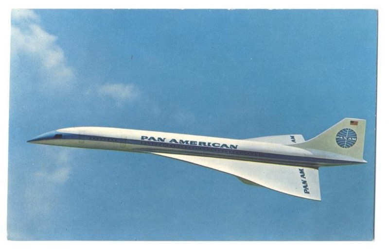 PAN AM AMERICAN SUPERSONIC JET CLIPPER SST 1960s Postcard - The Rare One!