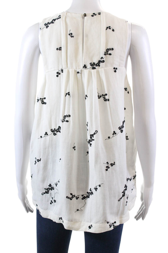 Akemi Kin Womens Embroidered Abstract Pleated Tank Top Blouse White Size 12 - Picture 3 of 6