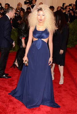open lace back dress Nicki Minaj Black Sleeveless Red Carpet Dress MTV Movie Awards 2014