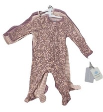 NWT Baby Girls Cloud Island 6-9M Sleepers 3 Piece Footed Zip Convertible Sleeves