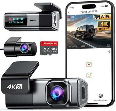 Navycrest Q7 Dual Dashcam 4K 1080P WiFi 5GHz 64GB schwarz Vorne Hinten Parkmodus