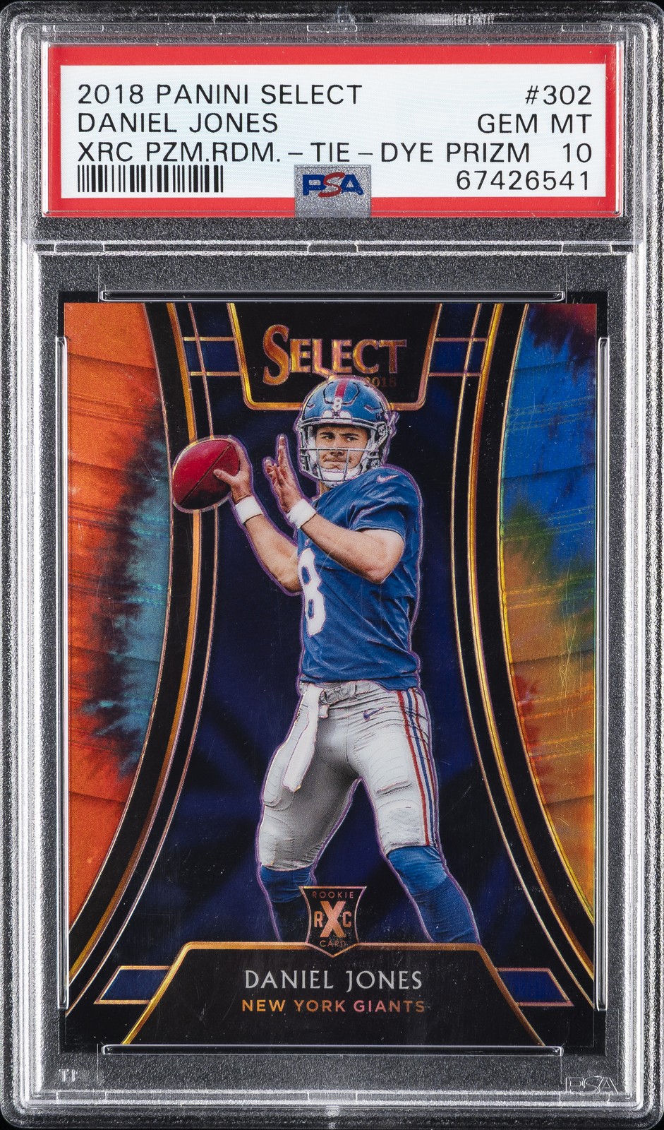 2018 PANINI SELECT XRC PRIZM REDEMPTION TIE-DYE PRIZM DANIEL JONES 6/25 PSA 10