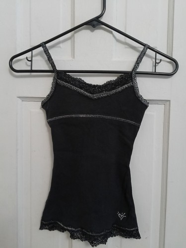 Vintage Y2K Justice cami tank top Black Shell Babydoll 10 Girls C3