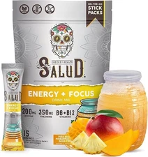 2-in-1 Energy Drink Powder + Focus, Pineapple Mango, Organic Caffeine, B6 + B12