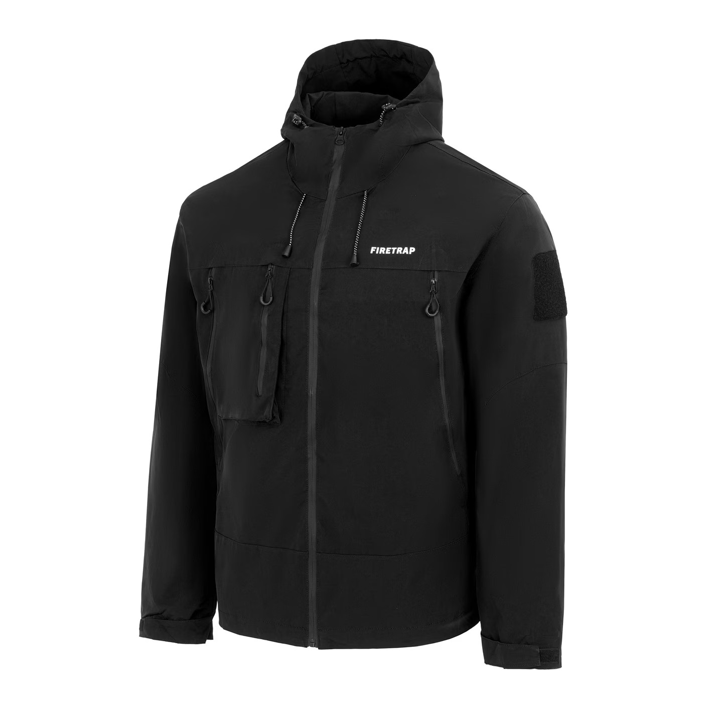 Impermeable chaqueta cortavientos con capucha Firetrap para hombre - negro