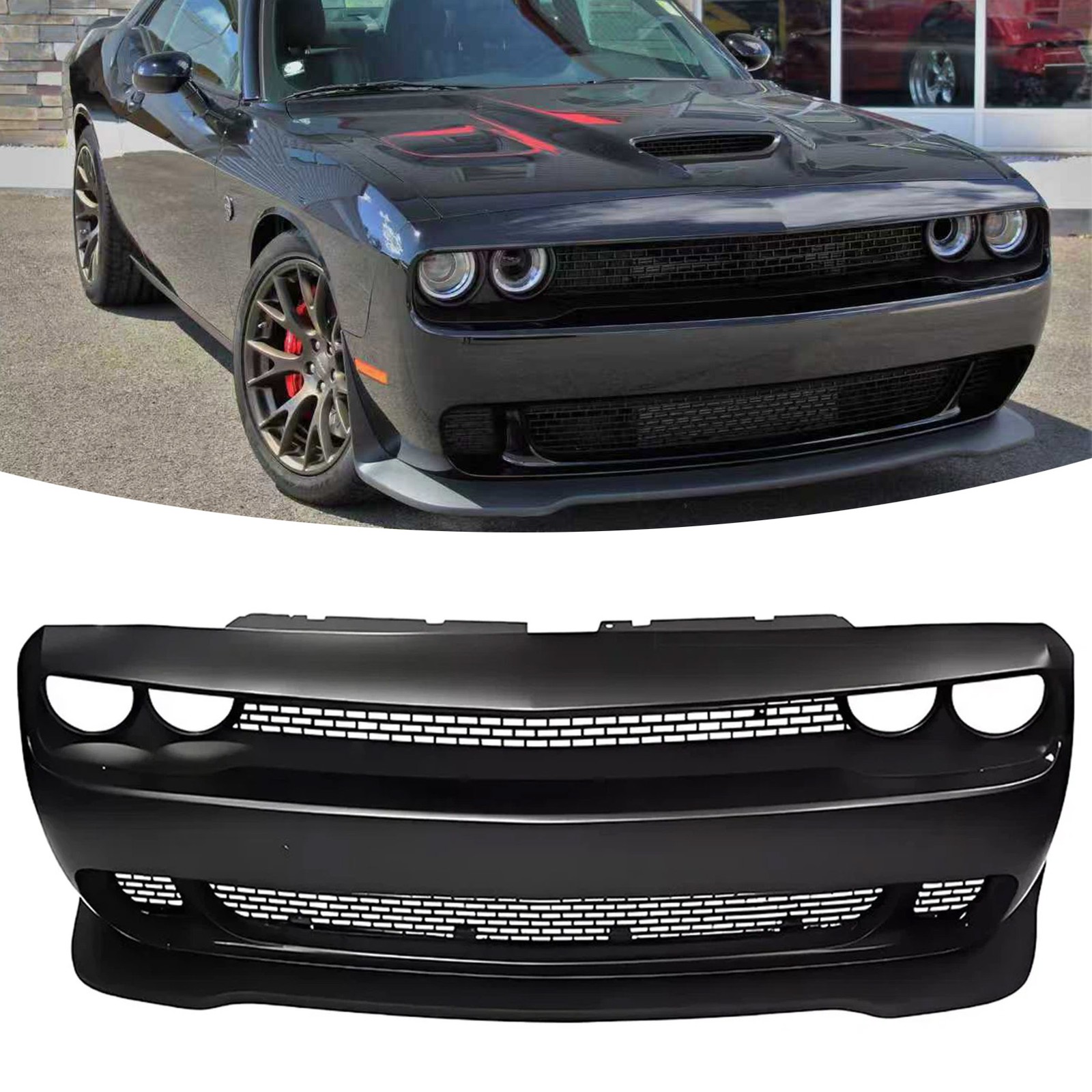 For 2015-2023 Dodge Challenger Full Front Bumper Cover Grille Lip Hellcat Style