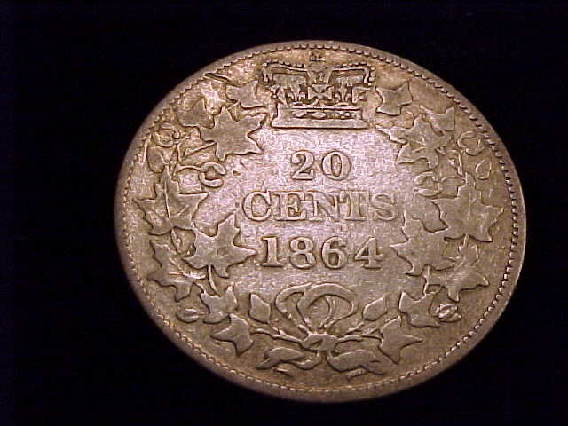 1864 New Brunswick 20 Cent silver coin, Very Good Grade.