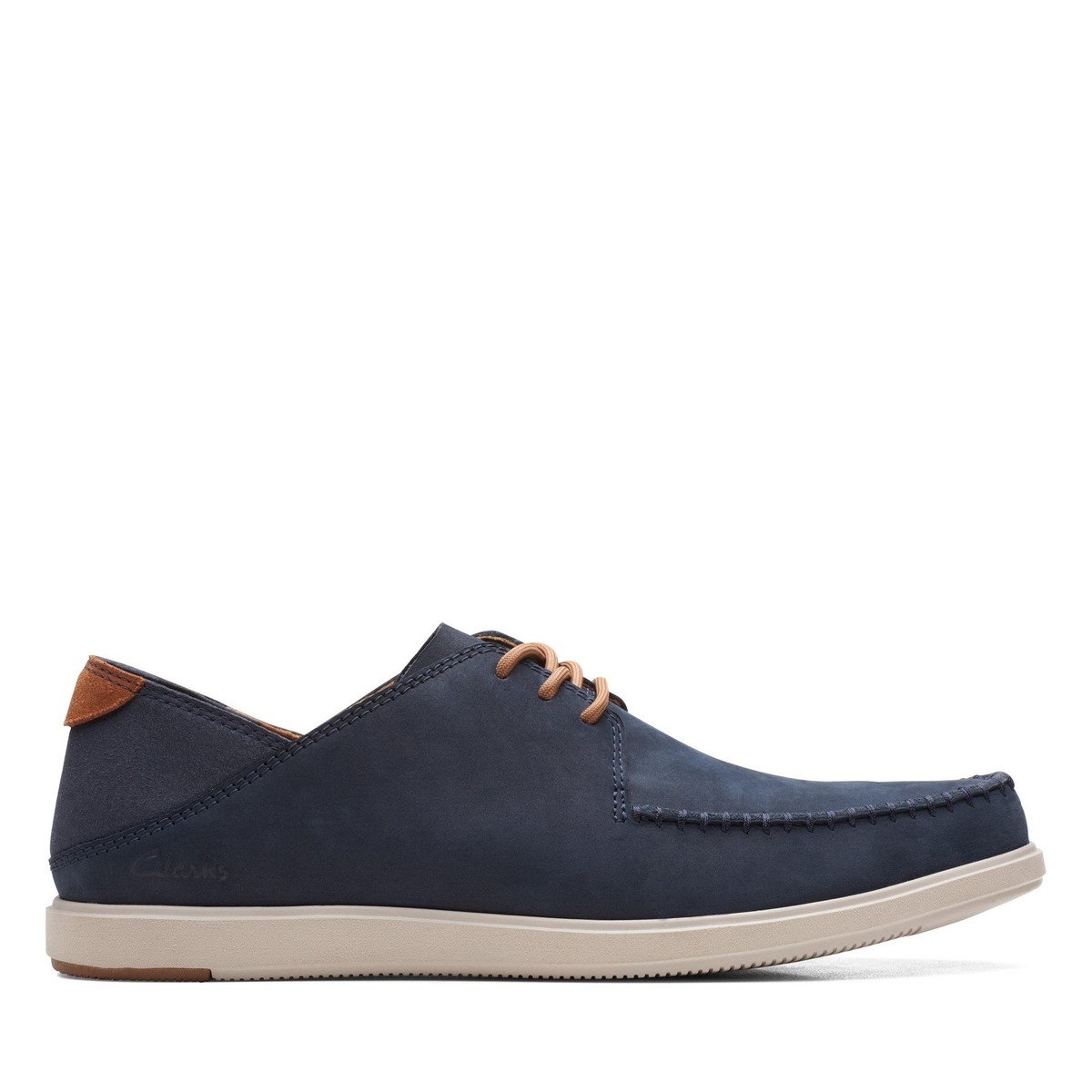 Clarks Mens Bratton Tie Blue Suede Leather Casual Slip On 