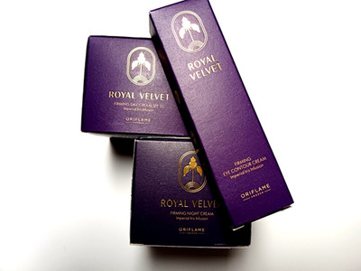 Oriflame Royal Velvet  Tages Nacht Augen Creme Iris Amethyst ab 40, 3er Set