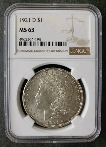 1921 D $1 Morgan Silver Dollar NGC MS63