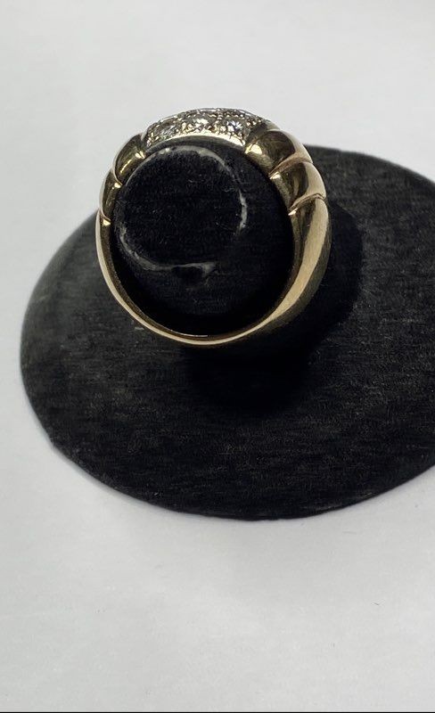 Solid 14K Gold Diamond Ribbed Size 5 Ring 12.7g - image 4