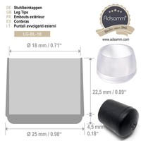 Stuhlbeinkappen Adsamm® Schwarz Ø17-18Mm Rund Schutzkappen MöBel Schutz