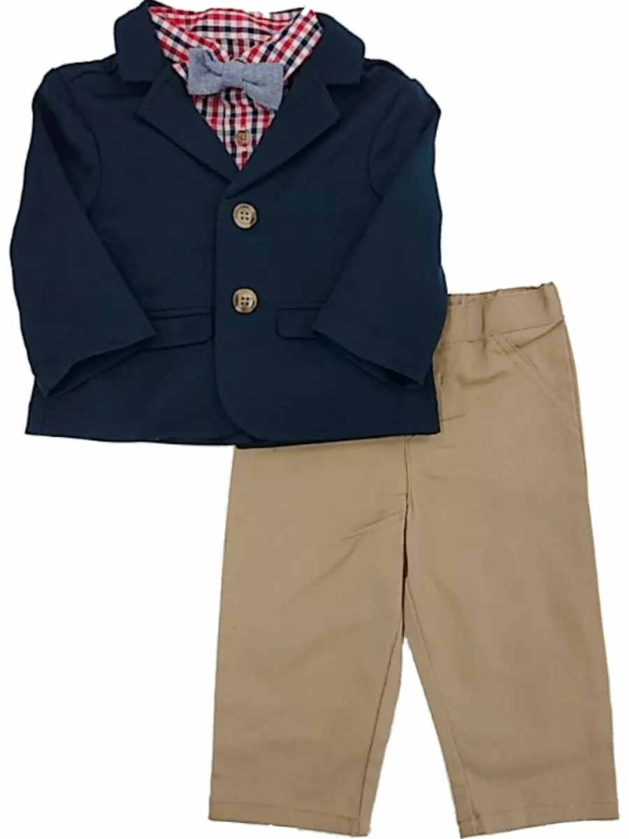 Khaki pants and blue jacket top