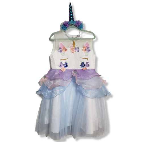 Girls Size 8-10 Unicorn Princess Costume Dress for Halloween or Birthday Party