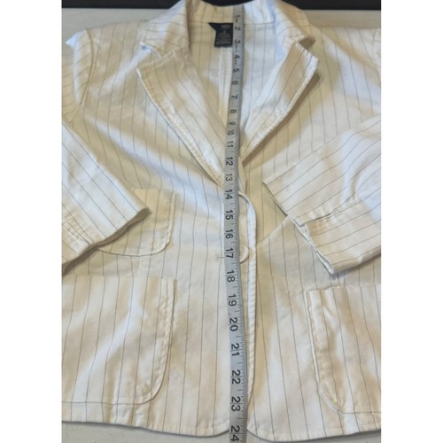 Women's Mossimo Single-Breasted Blazer Jacket White w/Black Stripes Size M - Picture 9 of 13