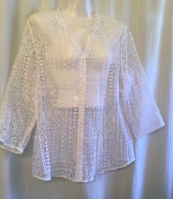 NICE sheer  wear over   top!   Velvety ethnic pattern!   M/ L