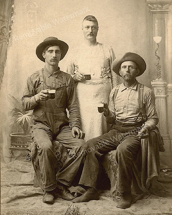 Antique Studio Photo Bartender & 2 Men Posing w/ Drinks Vintage Photo Print  8x10 | eBay