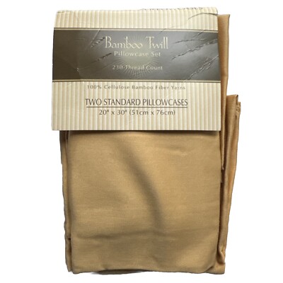 Bamboo Pillow Case Set 2 Queen Standard Gold