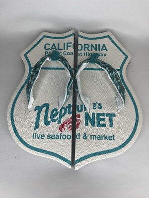 Malibu Neptune s Net Souvenir Beach Flip Flop Slippers Men Size 12