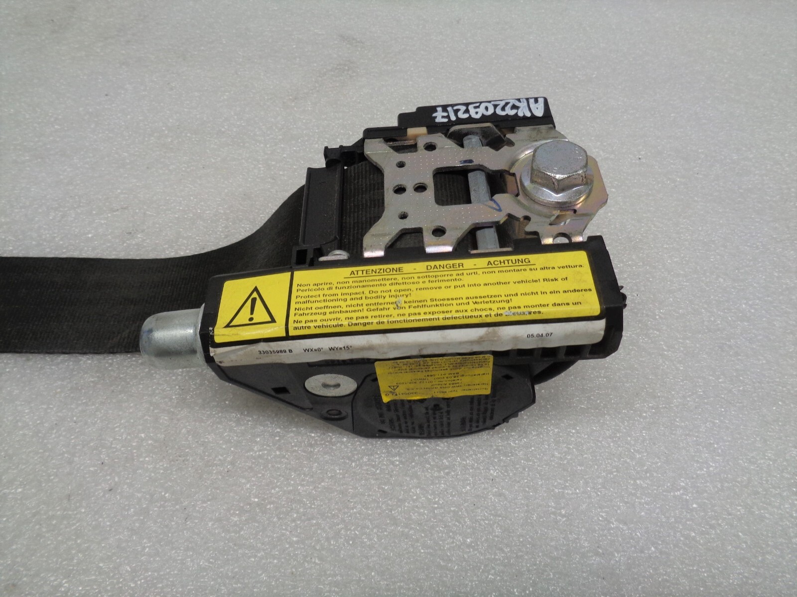 03-07 Maserati Quattroporte M139 Front Left Seat Belt Retractor OEM AK2209217