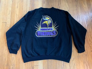 Minnesota-Vikings-Vintage-90-s-Logo-7-Black-Graphic-Crewneck-Mens-3XL-EUC-Rare