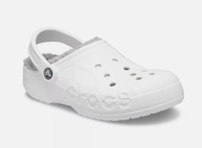 Crocs Adult Baya Lined Clog Slippers White/Light Grey - SIZE W8/M6