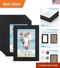 Versatile 6-Pack Black Picture Frames, 4x6 Size - Modern Elegance for Your Home