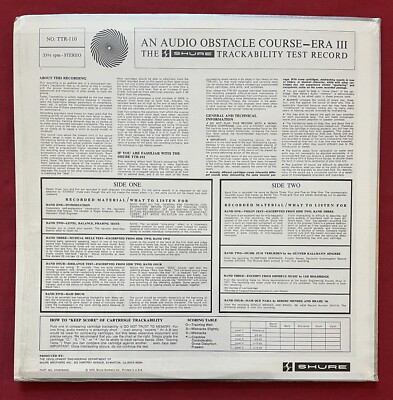 シュアー　SHURE トラッカビリティ・テストレコード SHURE AUDIO OBSTACLE COURSE ERA III LP TRACKABILITY TEST RECORD