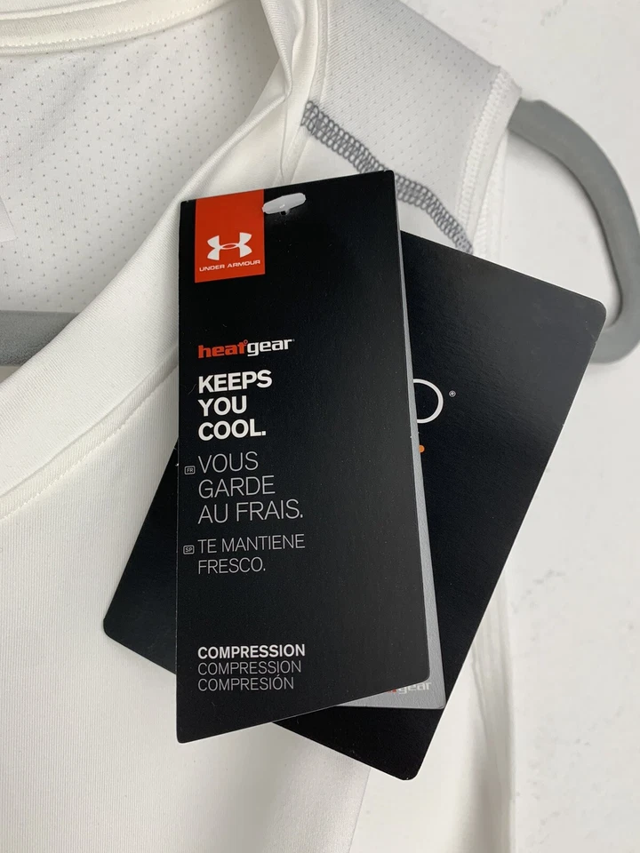 Under Armor Impact Compression Tank White Size XL 1270753 D30 Football New $69 - Image 2 of 4