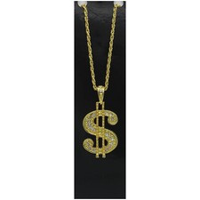 GOLDENE DOLLAR HALSKETTE / Karneval HipHop Prollo Millionär Casino Kostüm Party