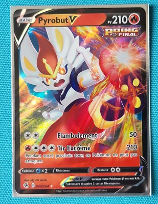 LOT 2 CARTE Pokemon Pyrobut V 43 Et 44/264 Ultra Rare EB08 Poing De