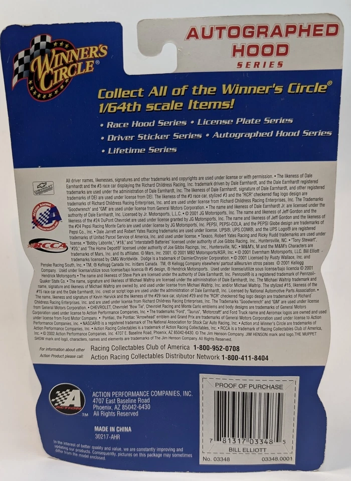 Campana extractora Bill Elliot #9 Dodge Winners Circle Muppets 1:64 sin abrir 2002 Foto 2 de 4