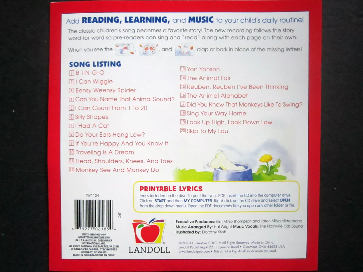 Classic kid songs lyrics booklet with audio