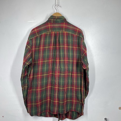 Vintage Ralph Lauren Flannel Shirt Mens L Tall Red Green Check Tartan - Picture 4 of 7