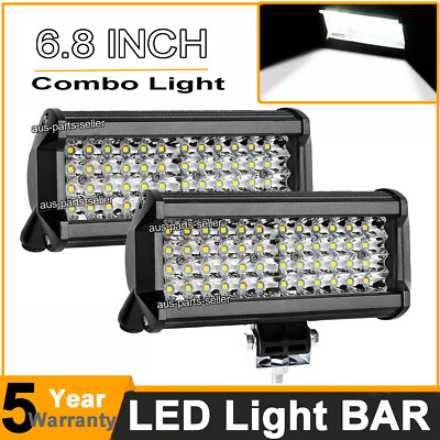 2pcs 7inch LED Light Bar Spot Flood Combo Beam Work Driving Light OffRoad 4WD