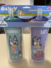 The First Years Bluey Insulated Straw Cup Sippy Cups With Straw 9Oz 2 Count New