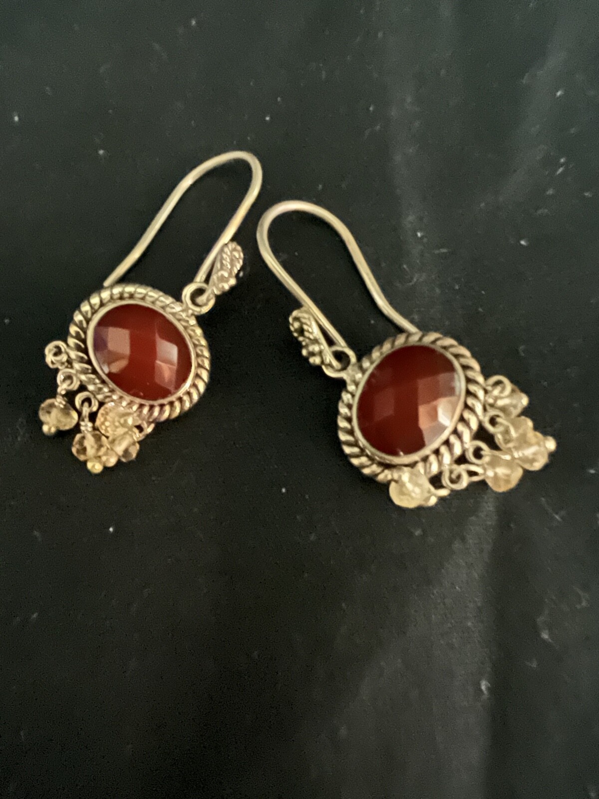 Womans Sterling Silver Bezel Set Ruby Dangle Earr… - image 4