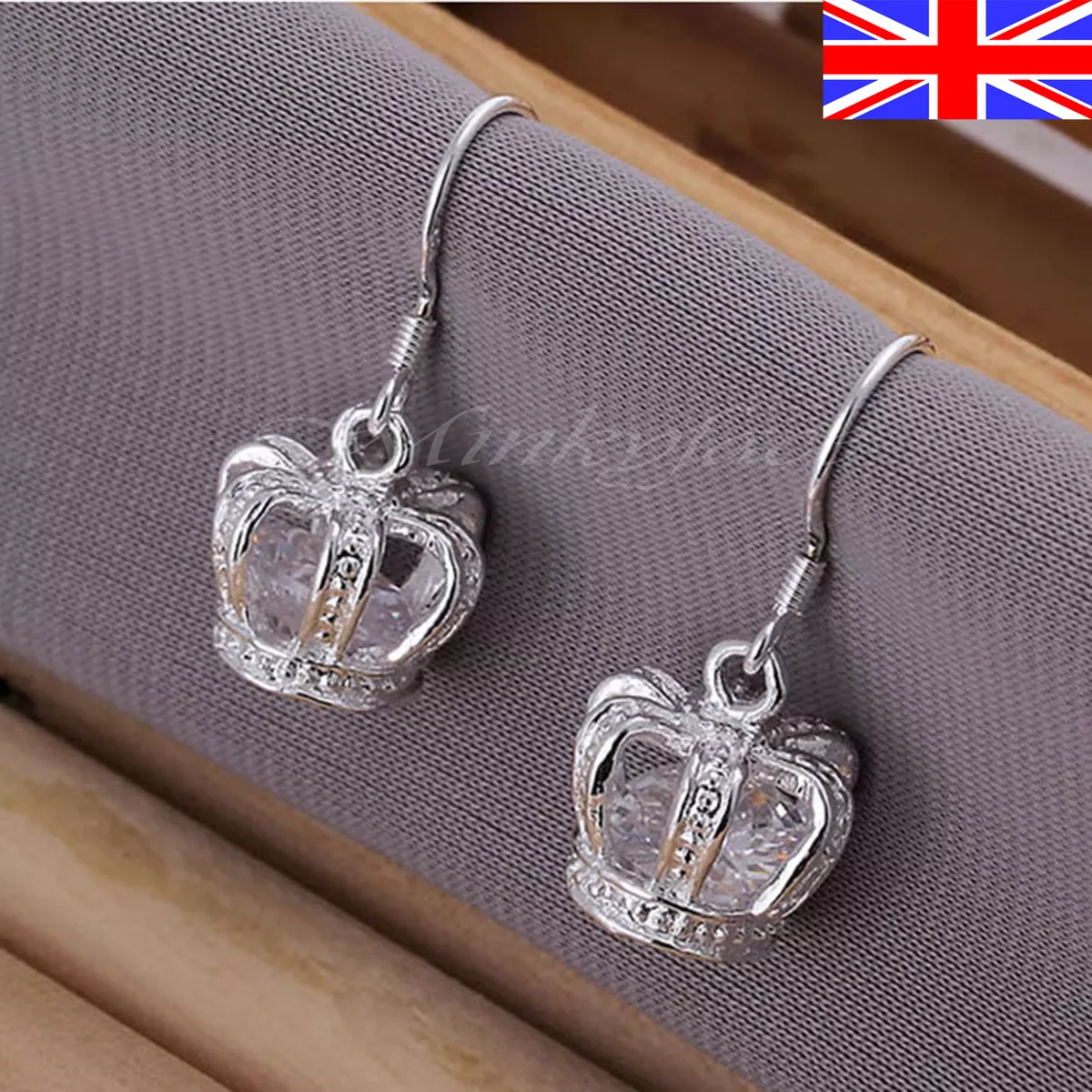 Sterling silver deals crown earrings