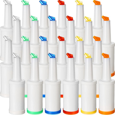 Chengu 24 Pack 34 Oz Bar Pour Colorful Juice Pouring Bottle Containers Plastic